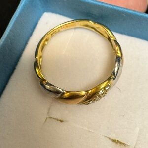 K18 Japan (Tri-color) rose gold/yellow gold and PT900 w/ Diamonds Ring : Size 8